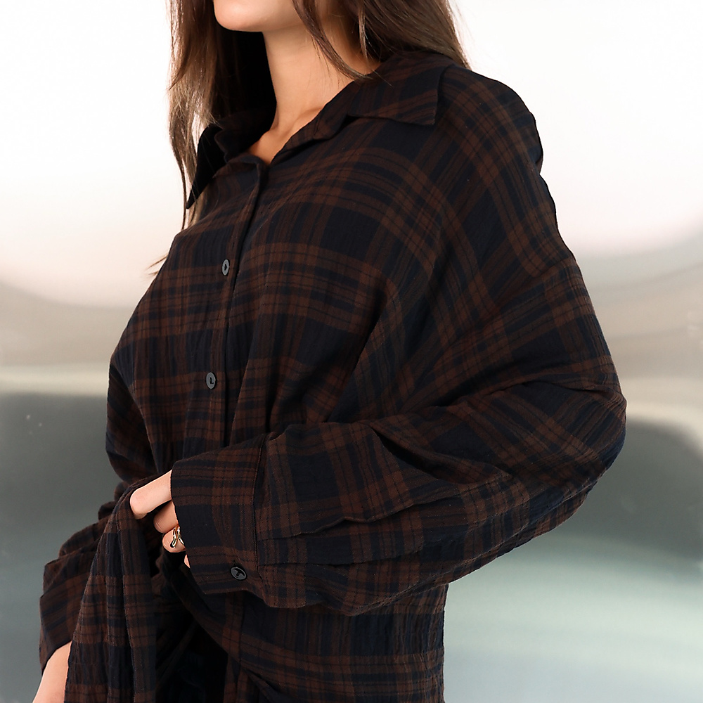 Twofold Plaid Shirt Brown