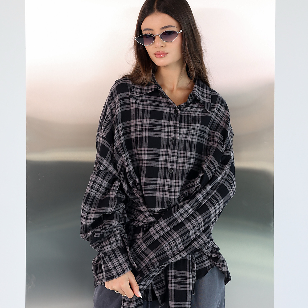 Twofold Plaid Shirt Gray