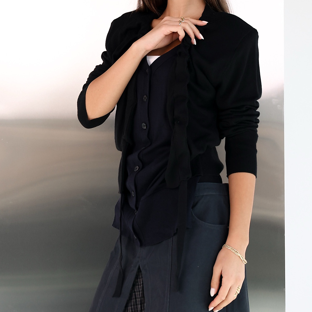 Cropped knit cardigan Black