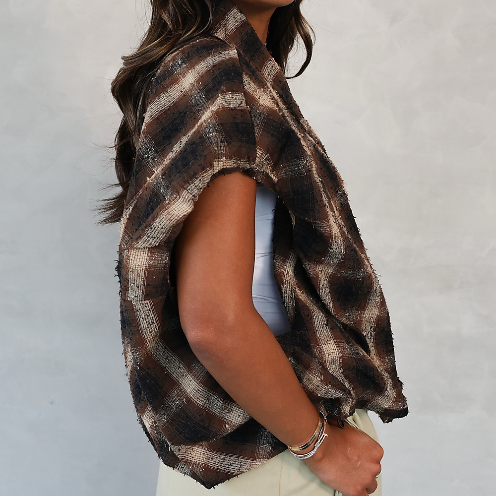 Checked vest Brown