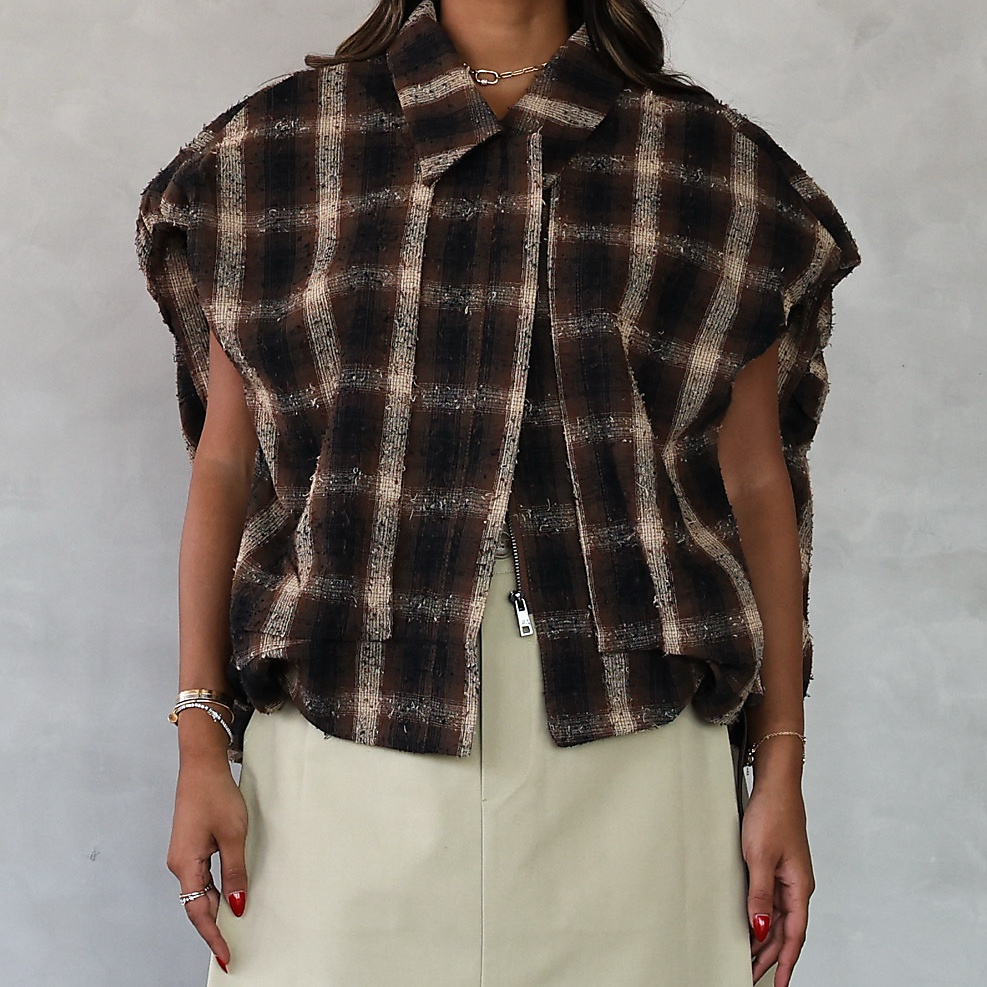 Checked vest Brown