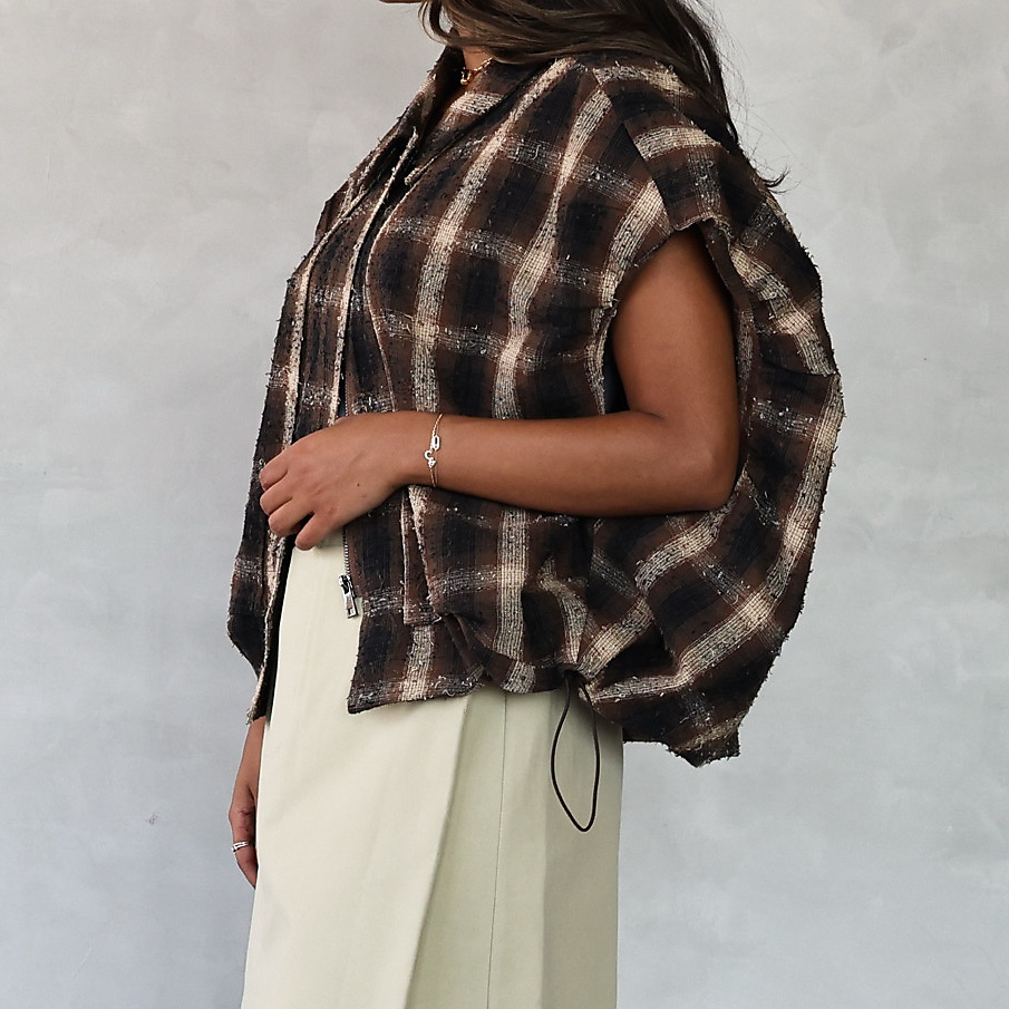Checked vest Brown