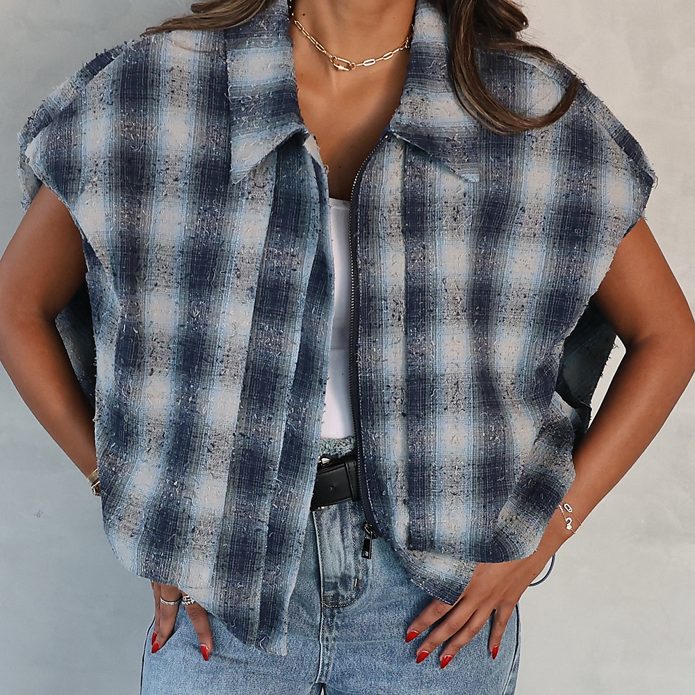Checked vest Blue