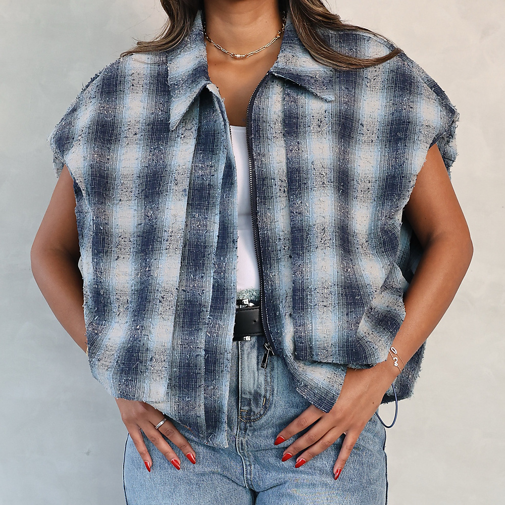 Checked vest Blue