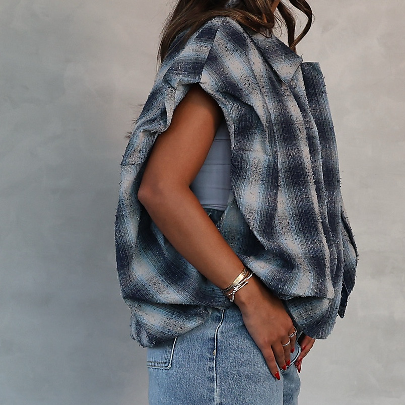 Checked vest Blue