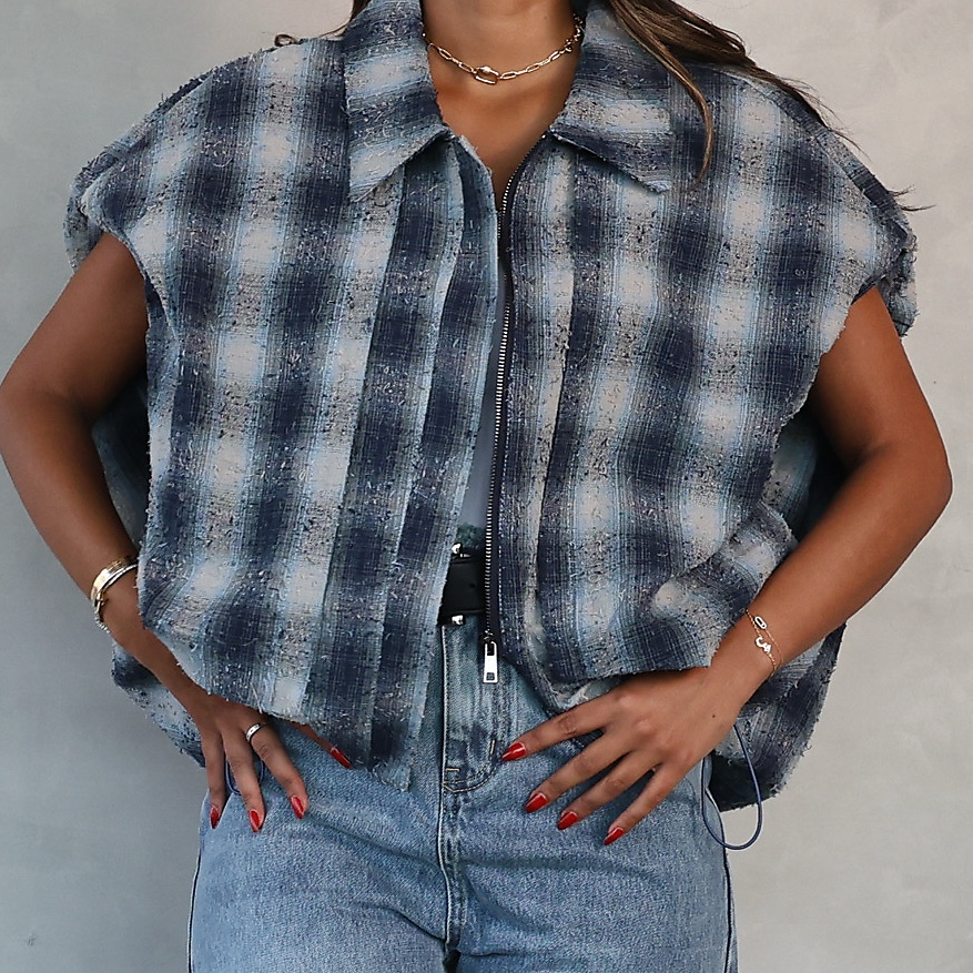 Checked vest Blue