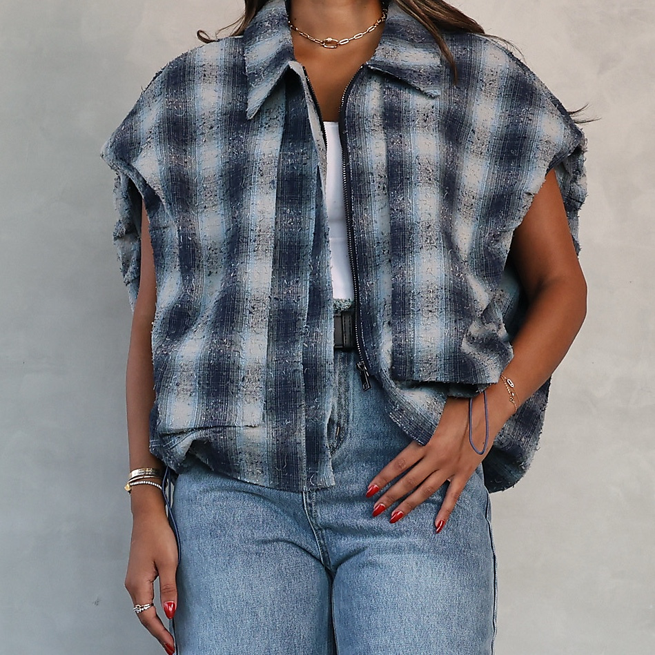 Checked vest Blue