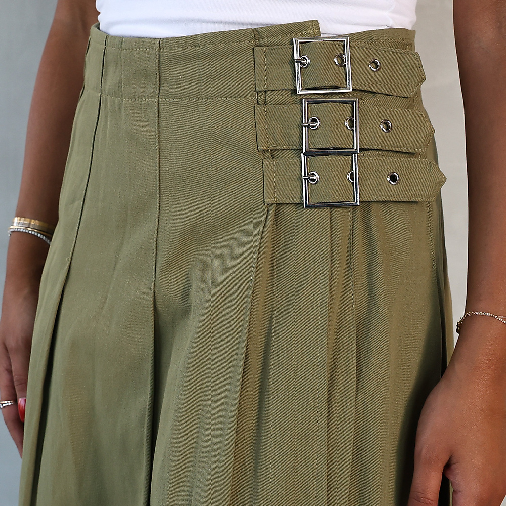 Olive belted skirt