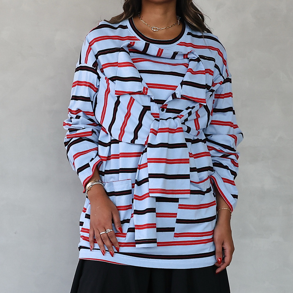 Double Take Stripe Tee Blue