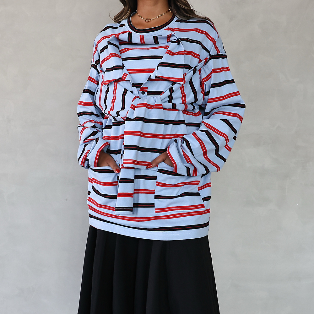 Double Take Stripe Tee Blue