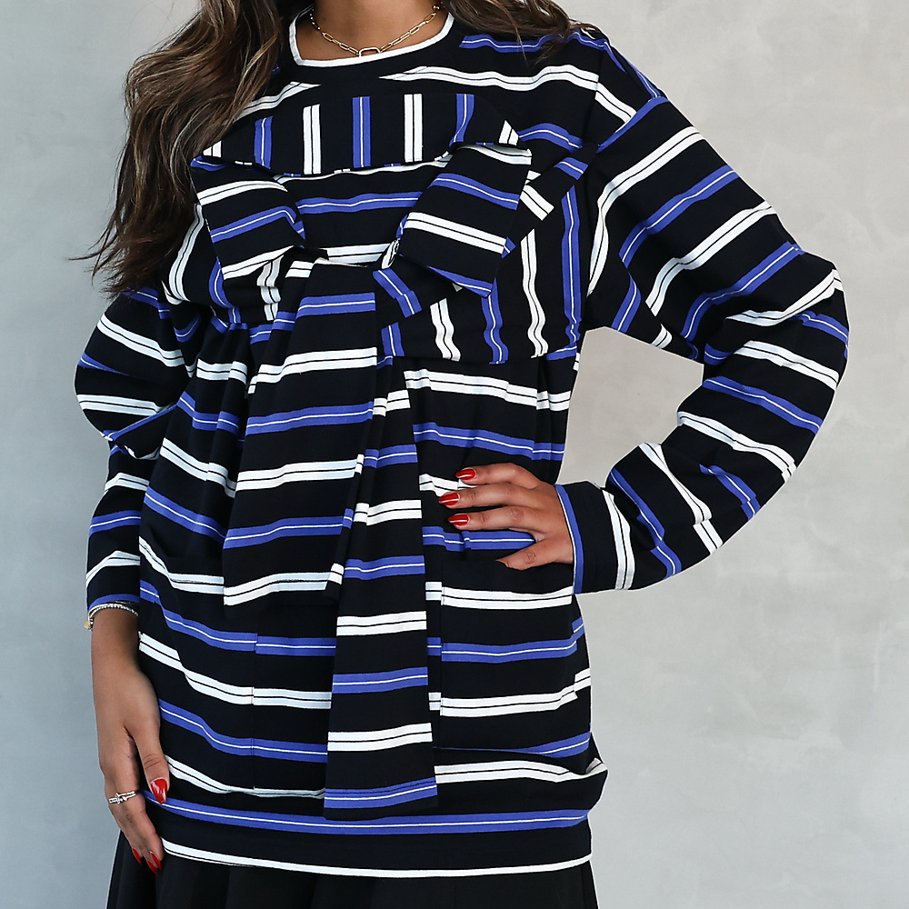 Double Take Stripe Tee Black