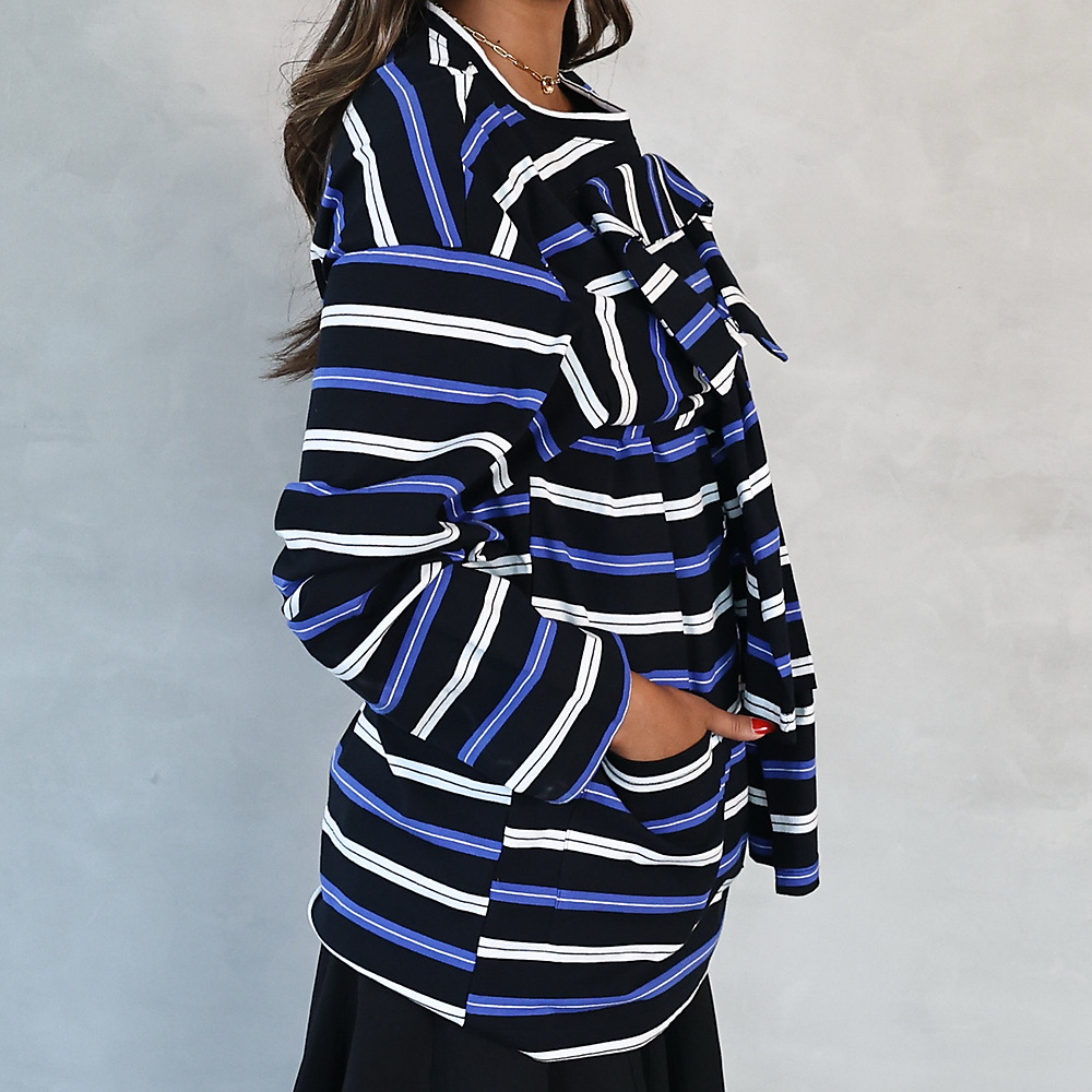 Double Take Stripe Tee Black