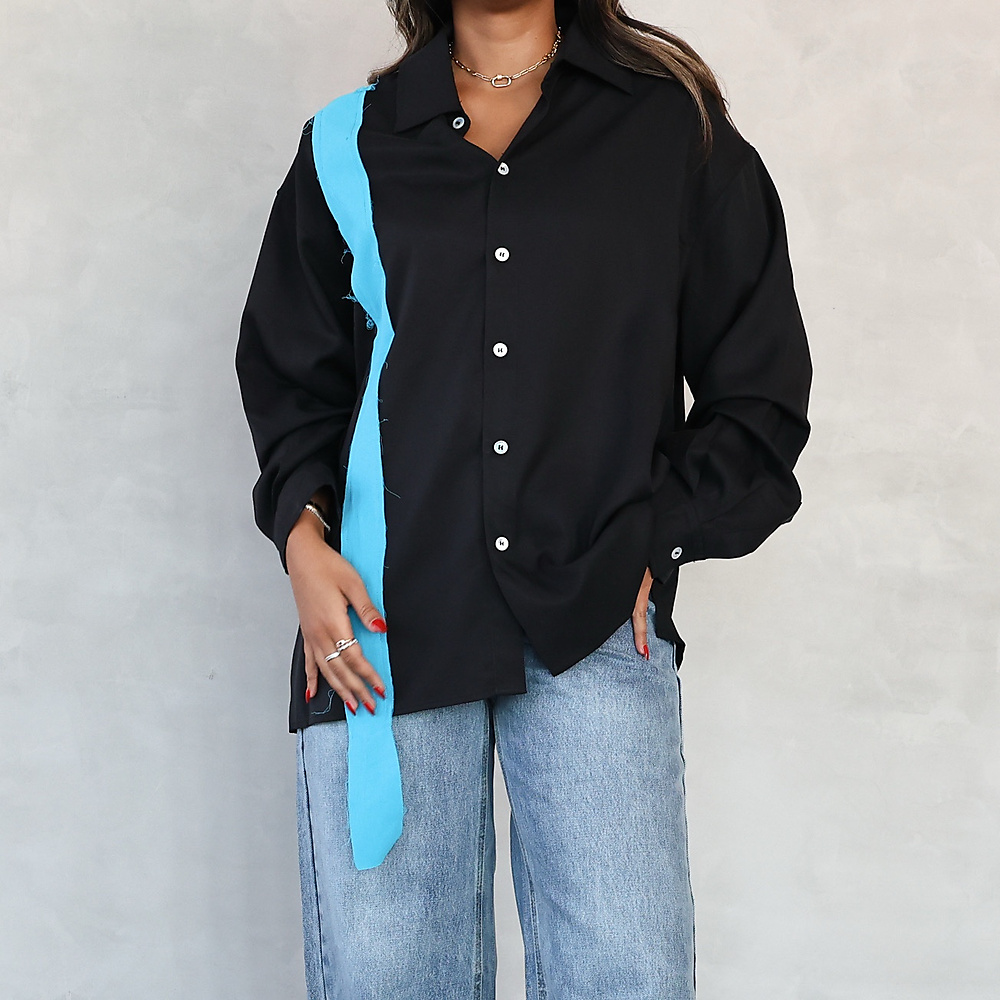 Contrast Strap Shirt Black