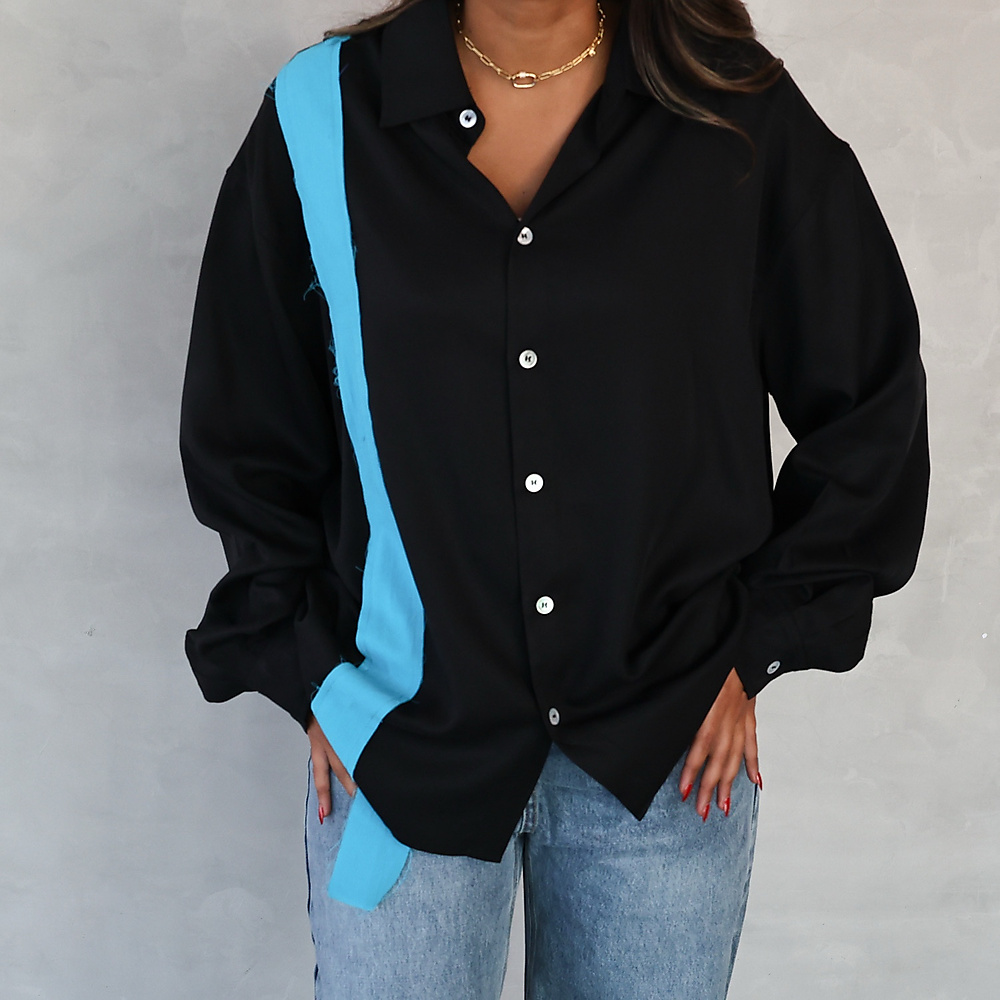 Contrast Strap Shirt Black