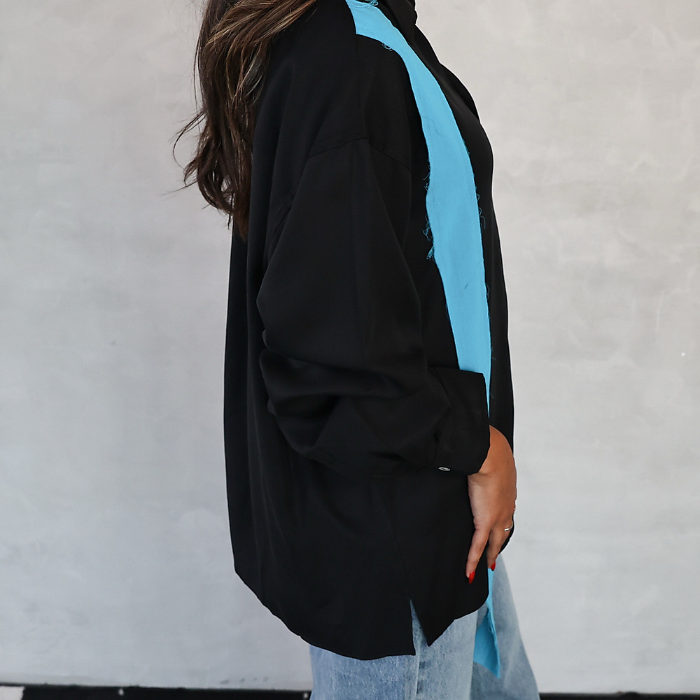 Contrast Strap Shirt Black