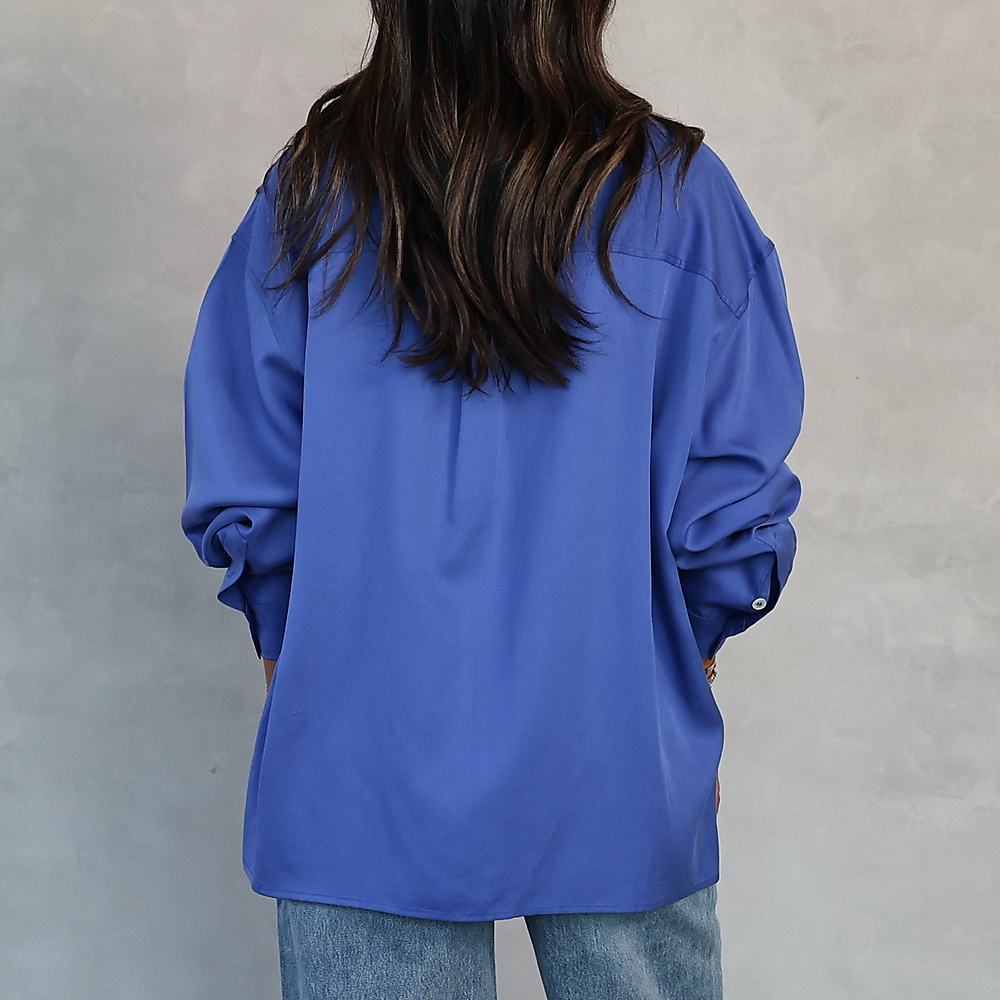 Contrast Drop Strap Shirt Blue