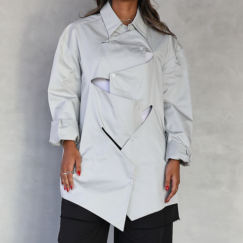 Offset Panel Shirt Grey