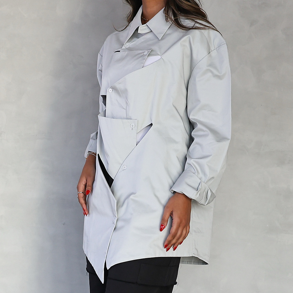 Offset Panel Shirt Grey