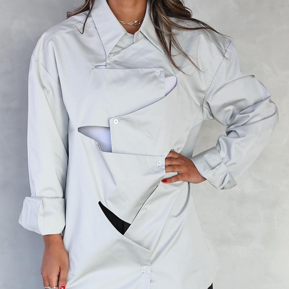 Offset Panel Shirt Grey
