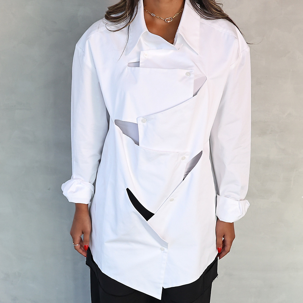 Offset Panel Shirt White