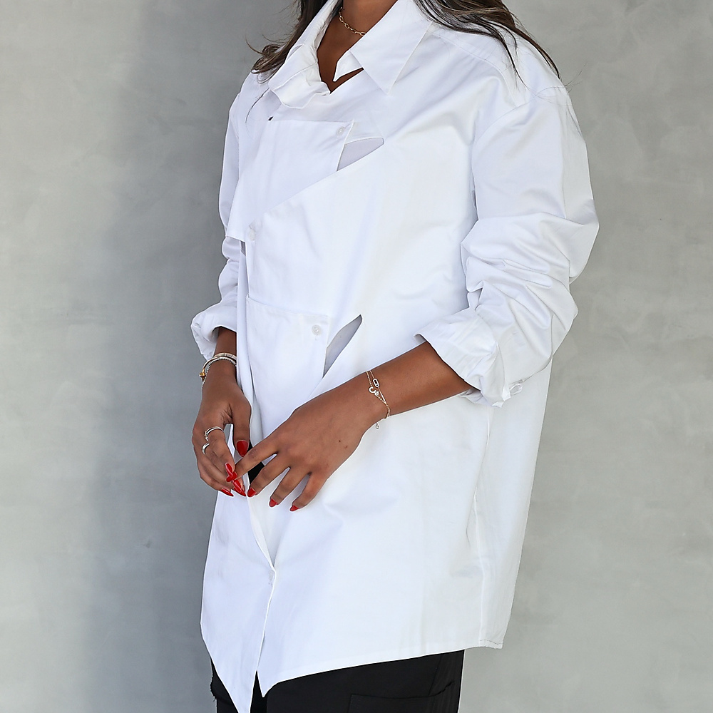 Offset Panel Shirt White