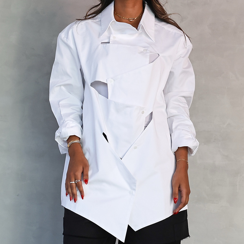 Offset Panel Shirt White