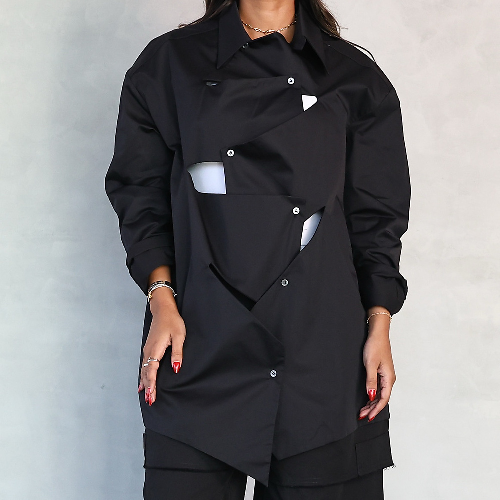 Offset Panel Shirt Black