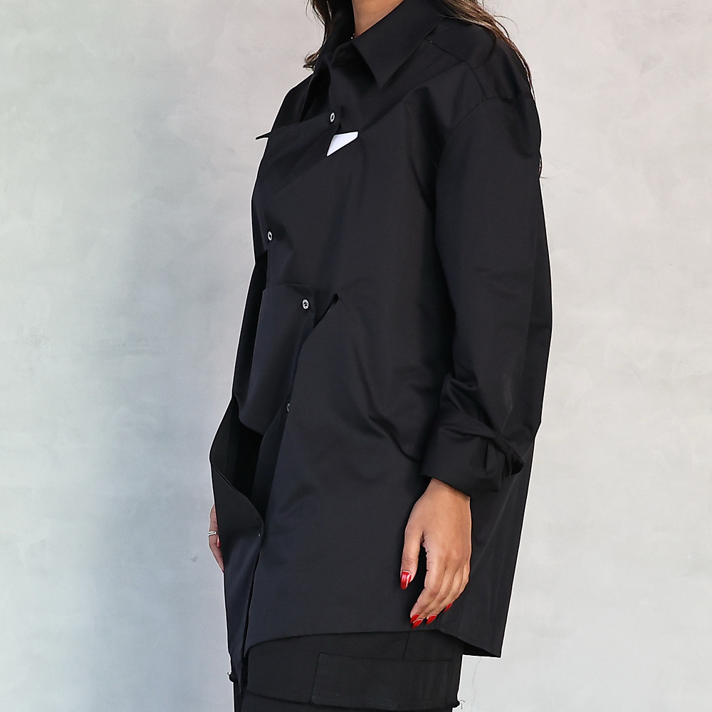 Offset Panel Shirt Black