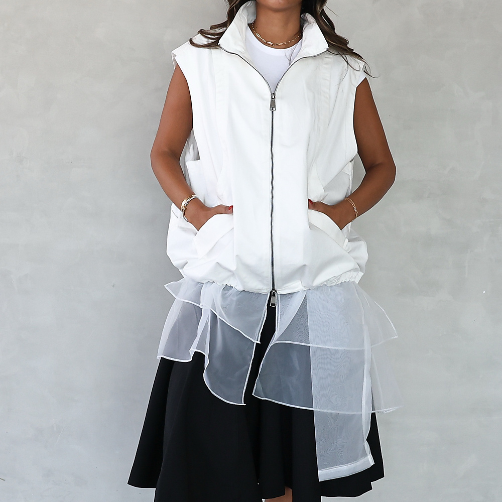 Sheer Layer Vest White