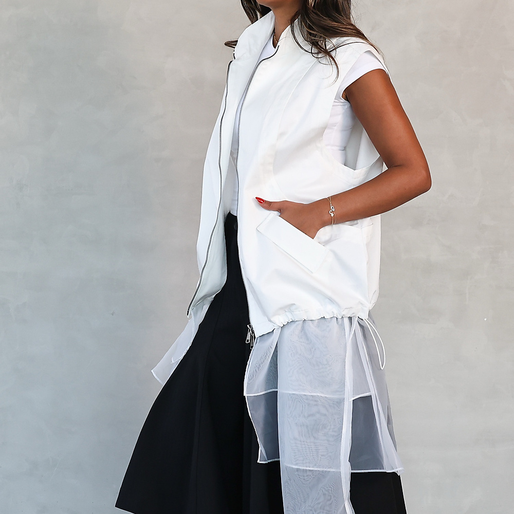 Sheer Layer Vest White