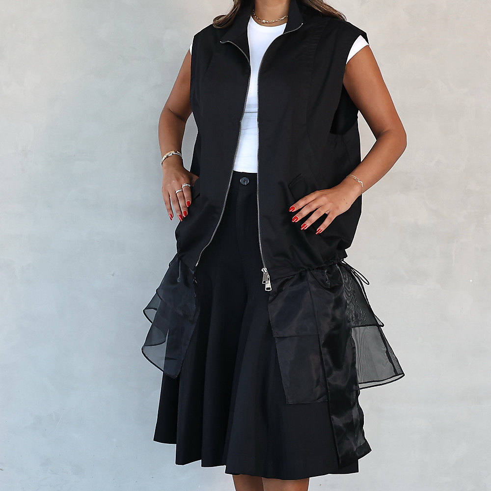 Sheer Layer Vest Black