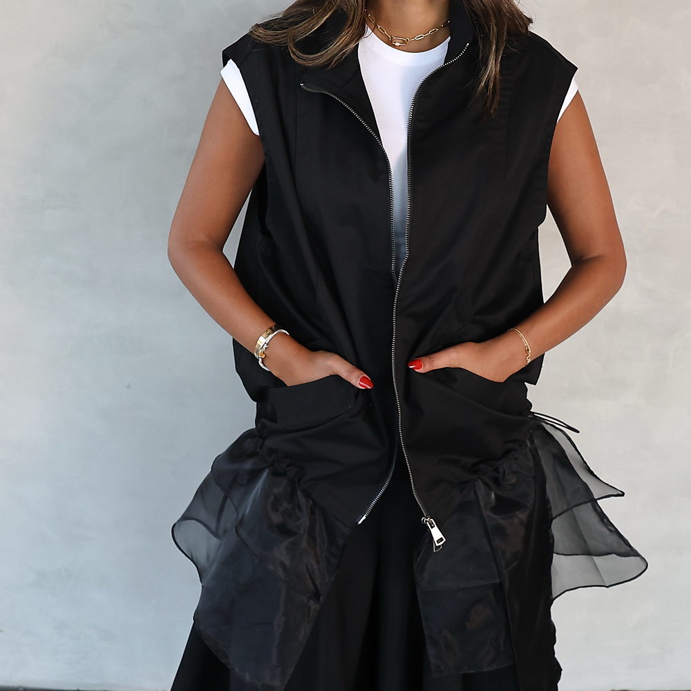 Sheer Layer Vest Black