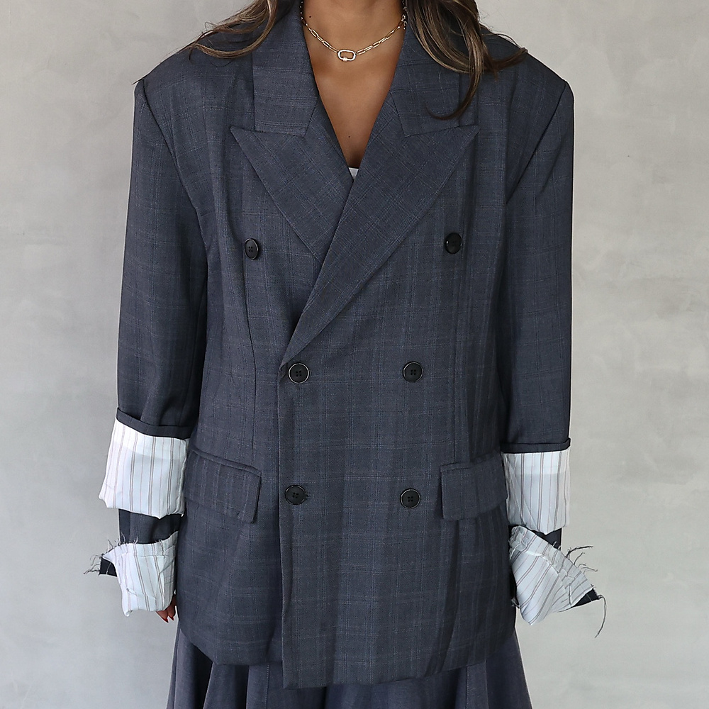 Layered Cuff Blazer Grey