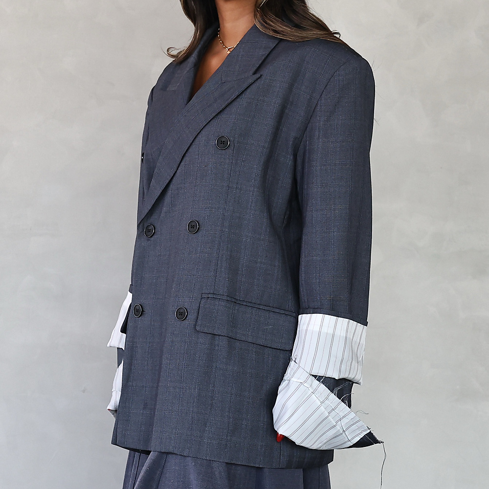 Layered Cuff Blazer Grey