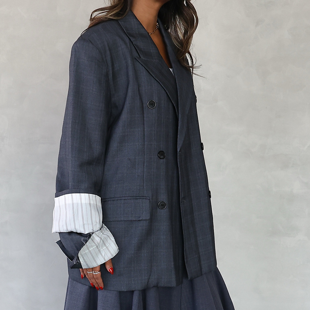 Layered Cuff Blazer Grey