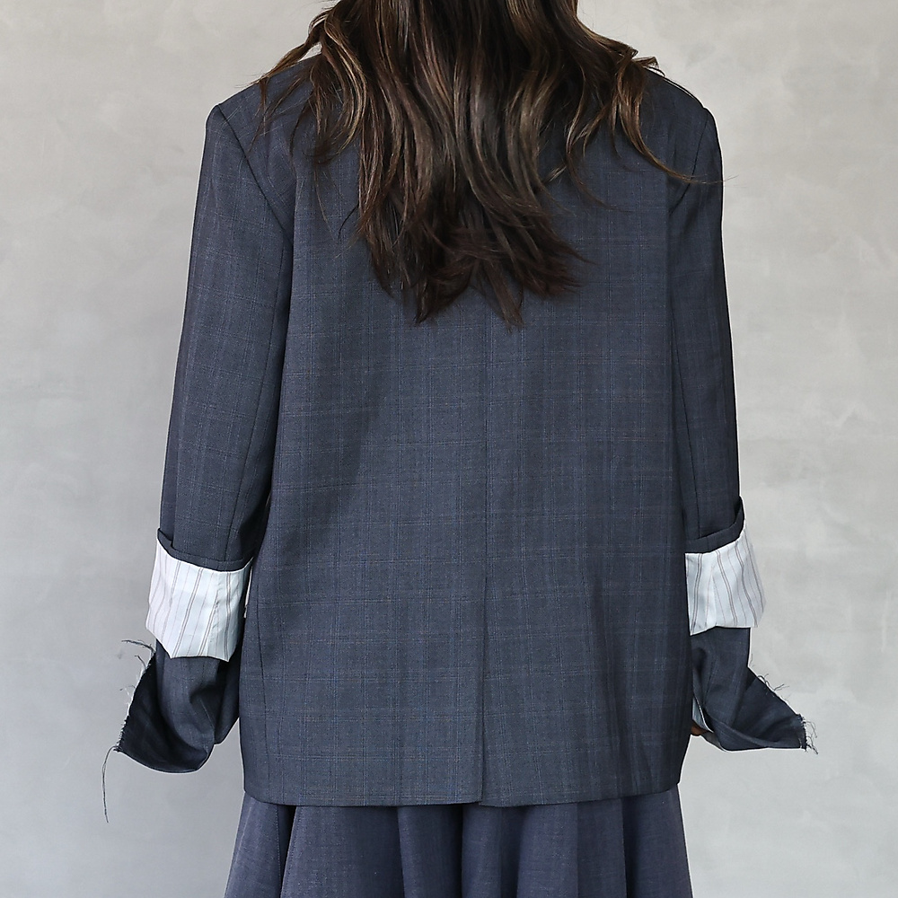 Layered Cuff Blazer Grey