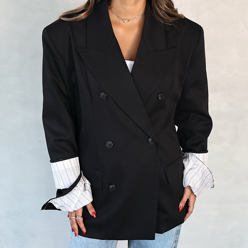 Layered Cuff Blazer Black