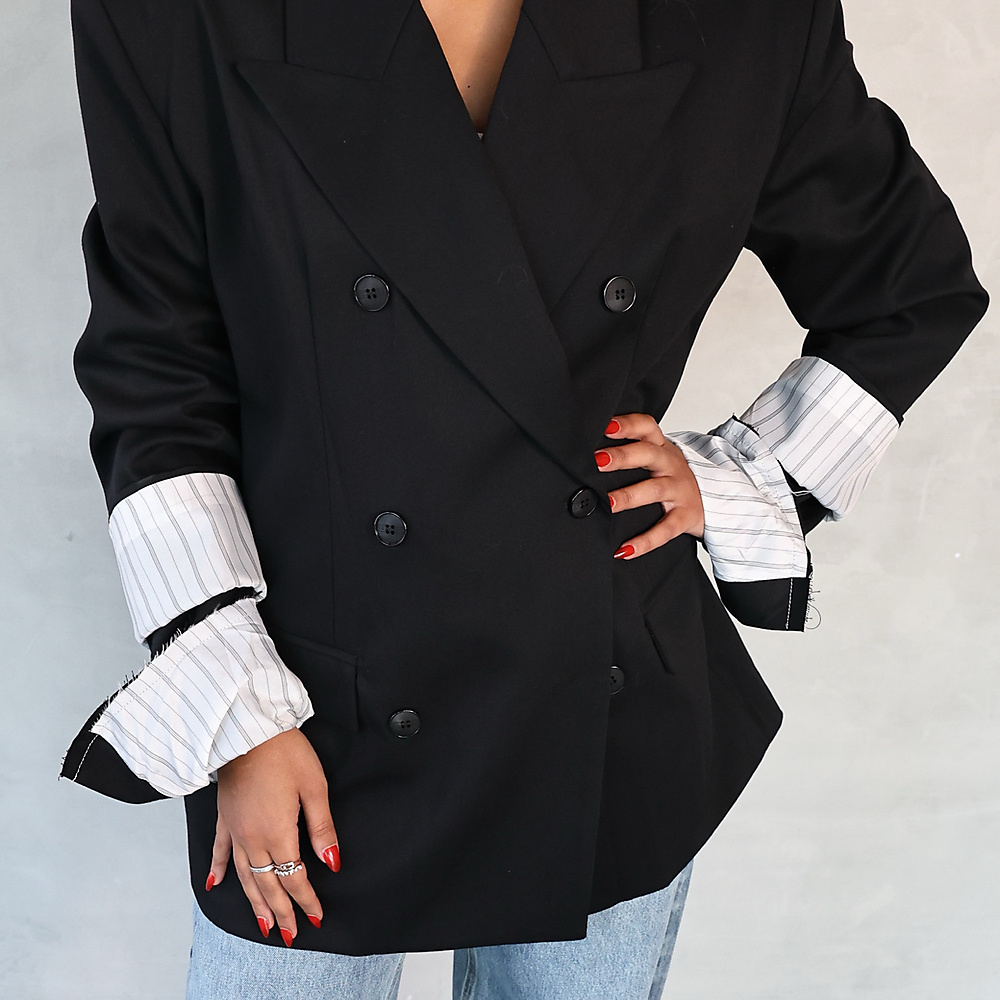 Layered Cuff Blazer Black