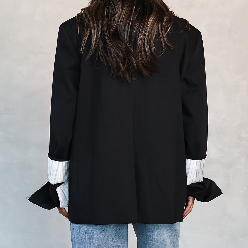 Layered Cuff Blazer Black
