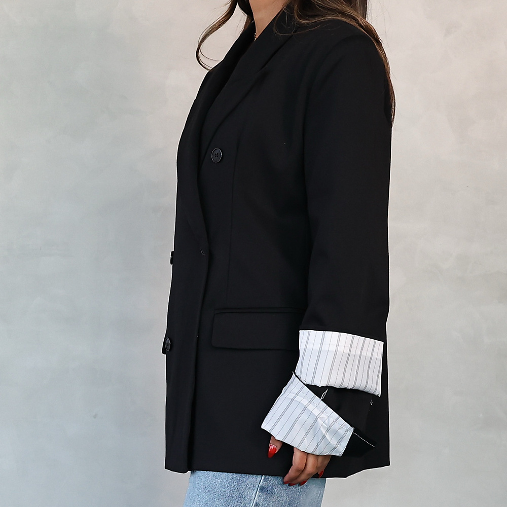 Layered Cuff Blazer Black
