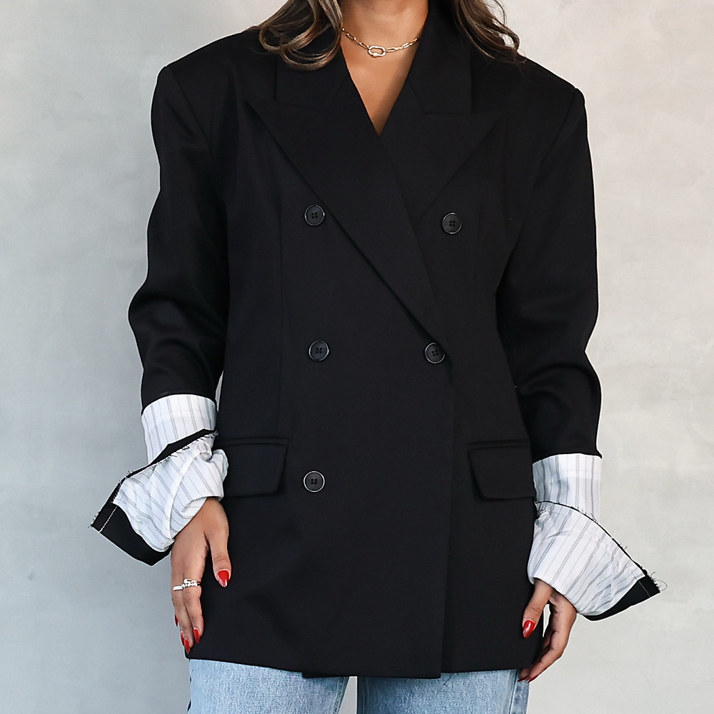 Layered Cuff Blazer Black