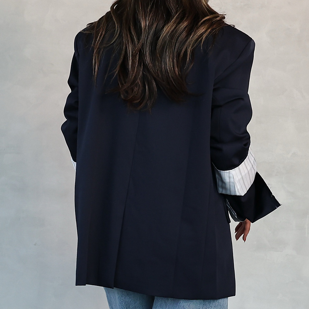Layered Cuff Blazer Navy Blue