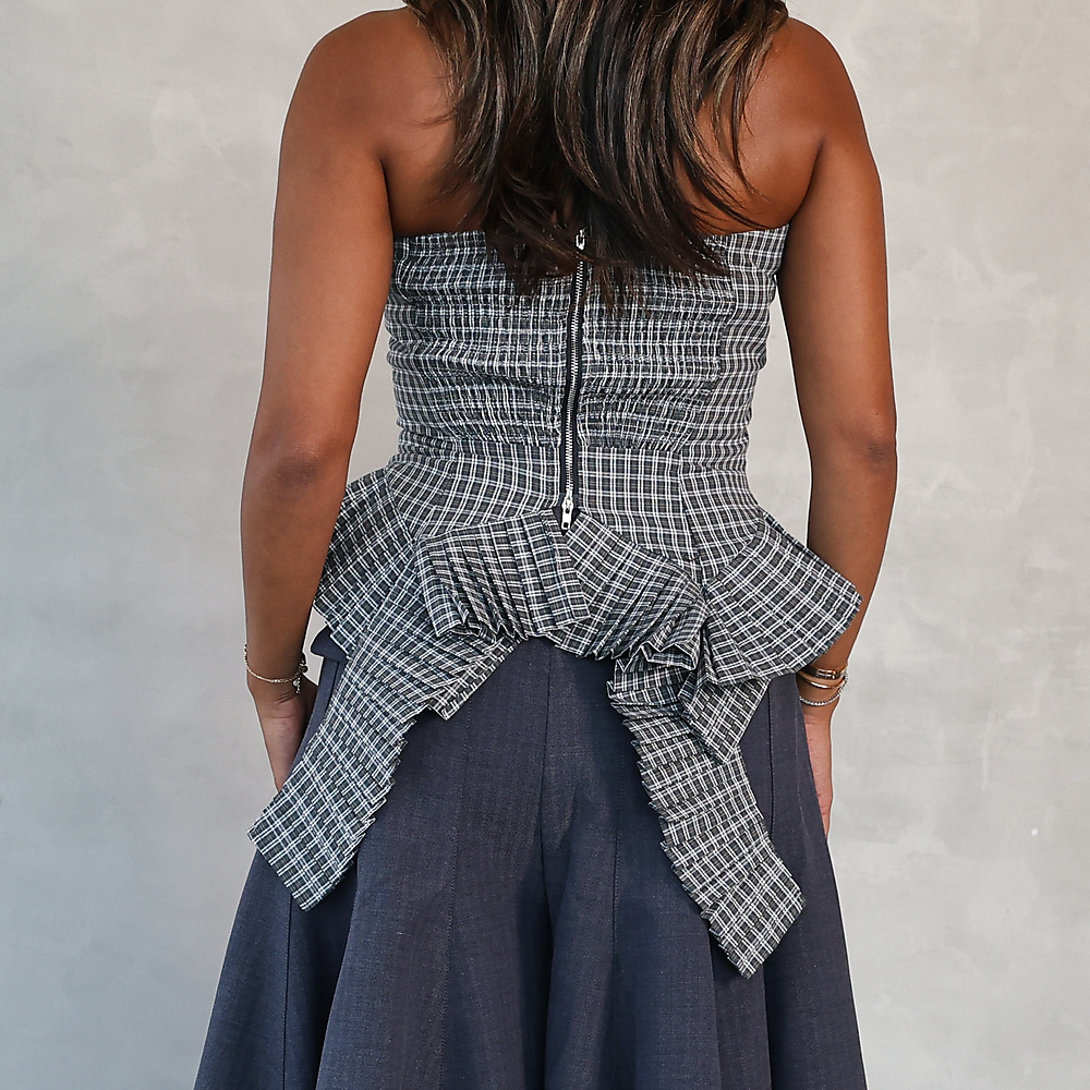Plaid Corset Top Grey