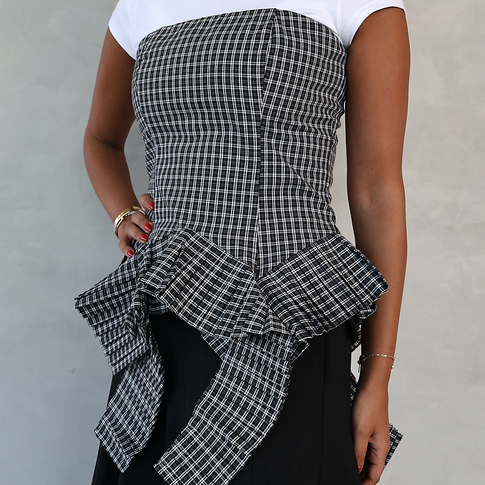Plaid Corset Top Black