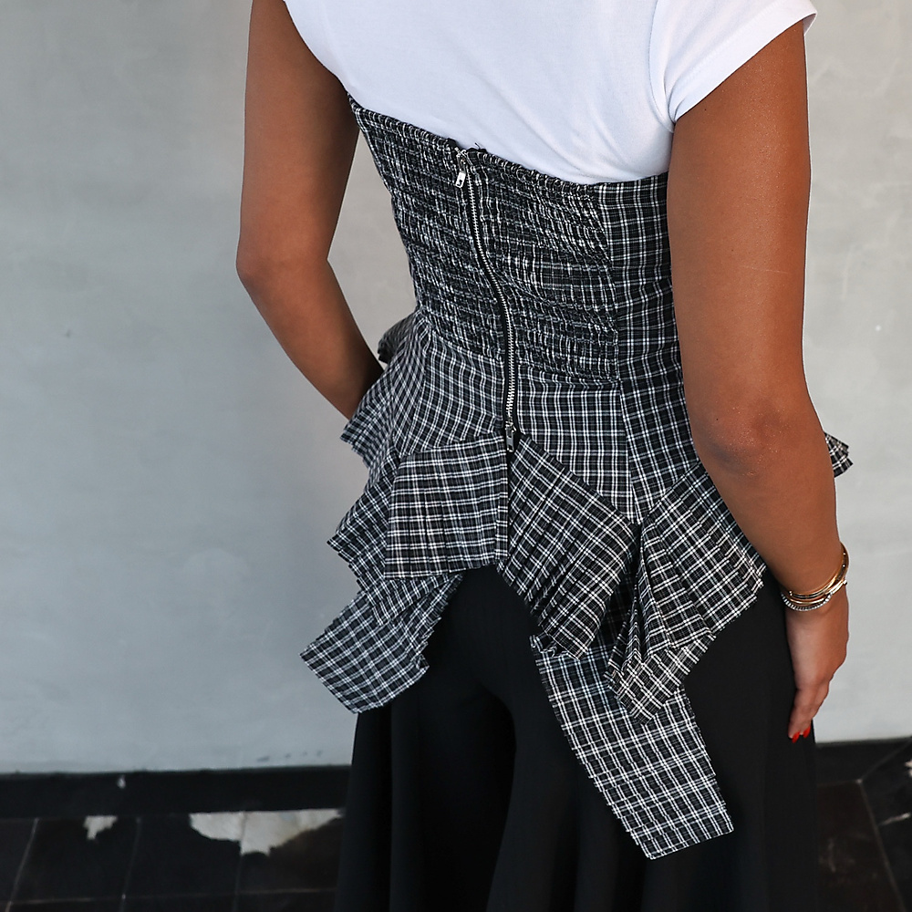 Plaid Corset Top Black
