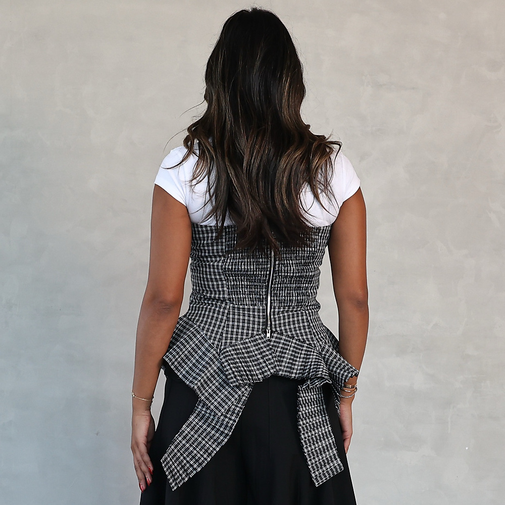 Plaid Corset Top Black