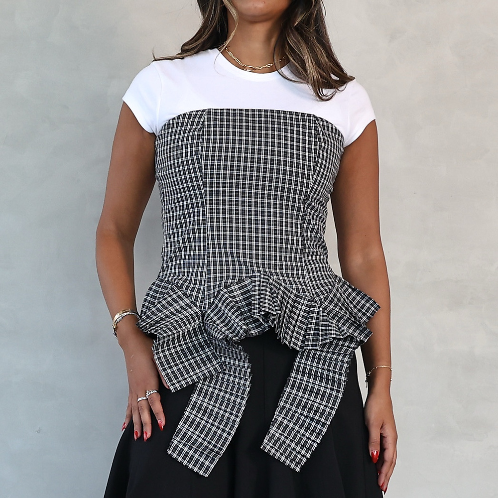 Plaid Corset Top Black