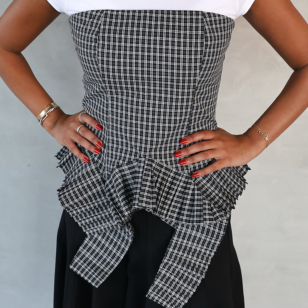 Plaid Corset Top Black