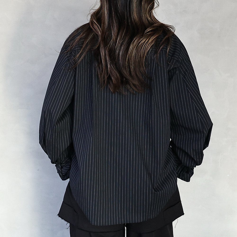 Oversized Pinstripe Shirt Black