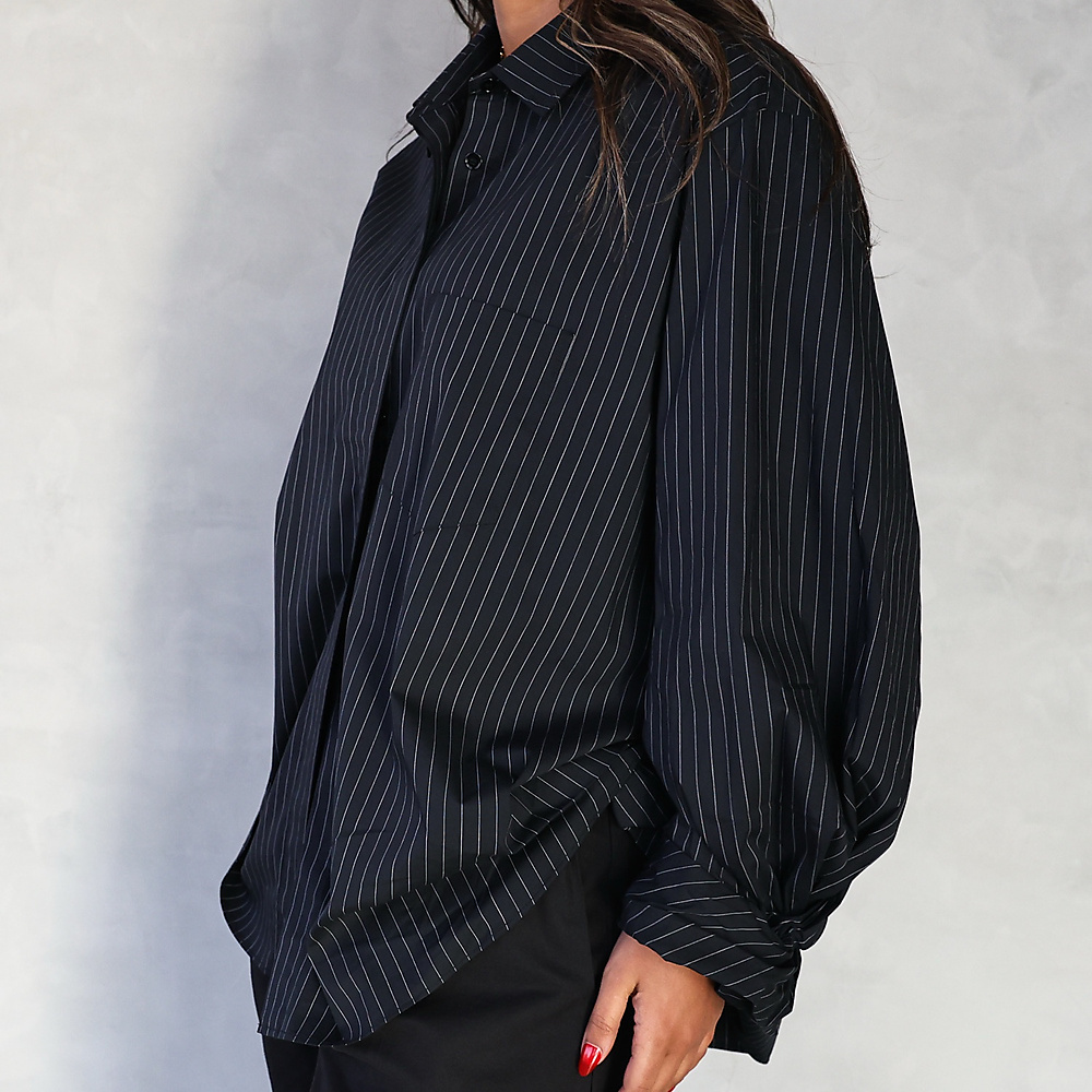 Oversized Pinstripe Shirt Black